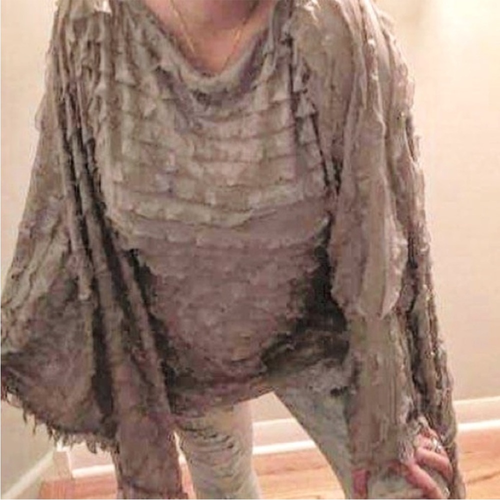 Gogogina by Gina Tyler Handmade Wearable Textile Art Gray/Silver Tunic Top 1980s - Picture 2 of 16